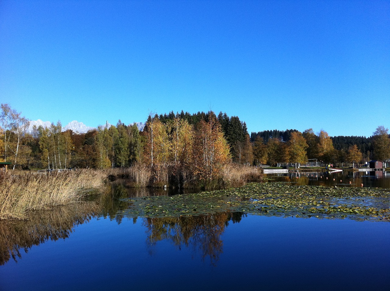 lake blue autumn nature free photo