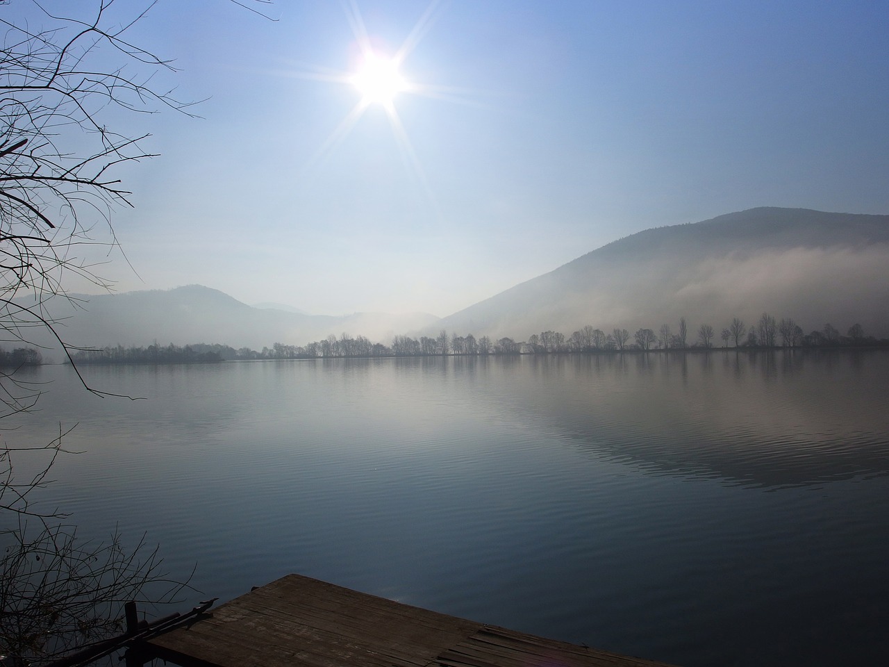 lake sunrise morning free photo