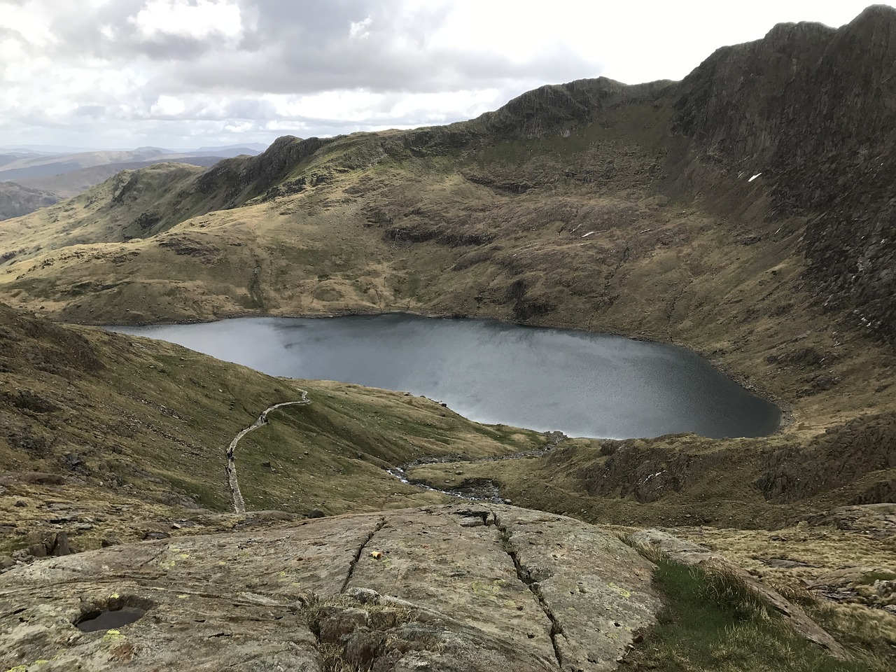 lake grass mountain free photo