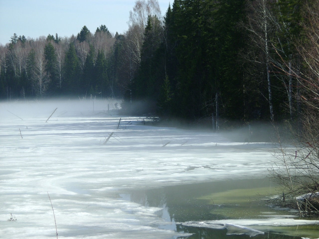 lake fog thaw free photo