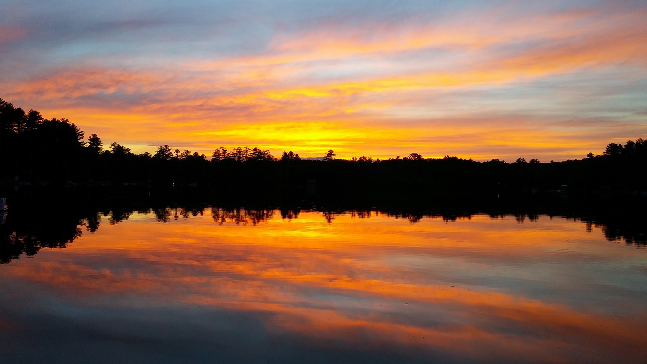 lake sunset orange free photo