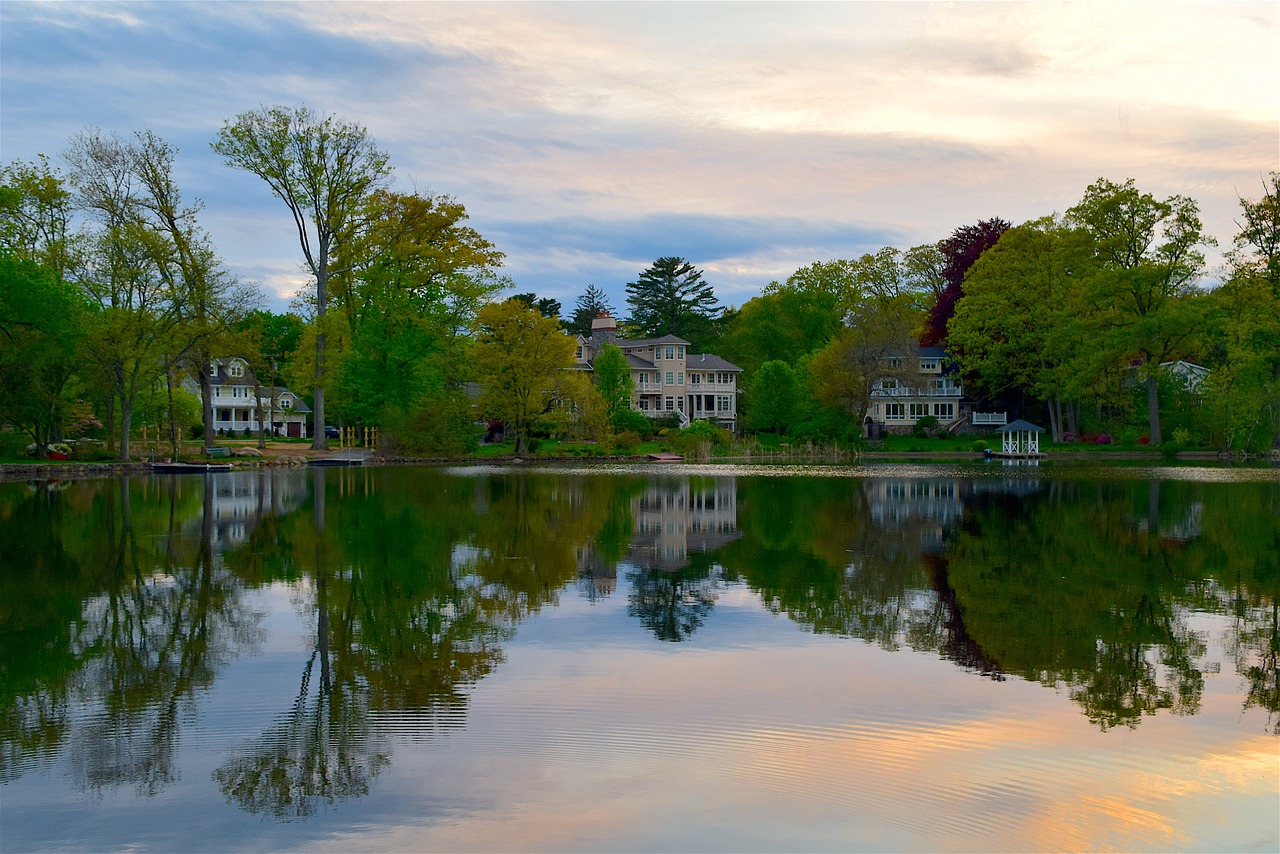 lake sunset reflection free photo