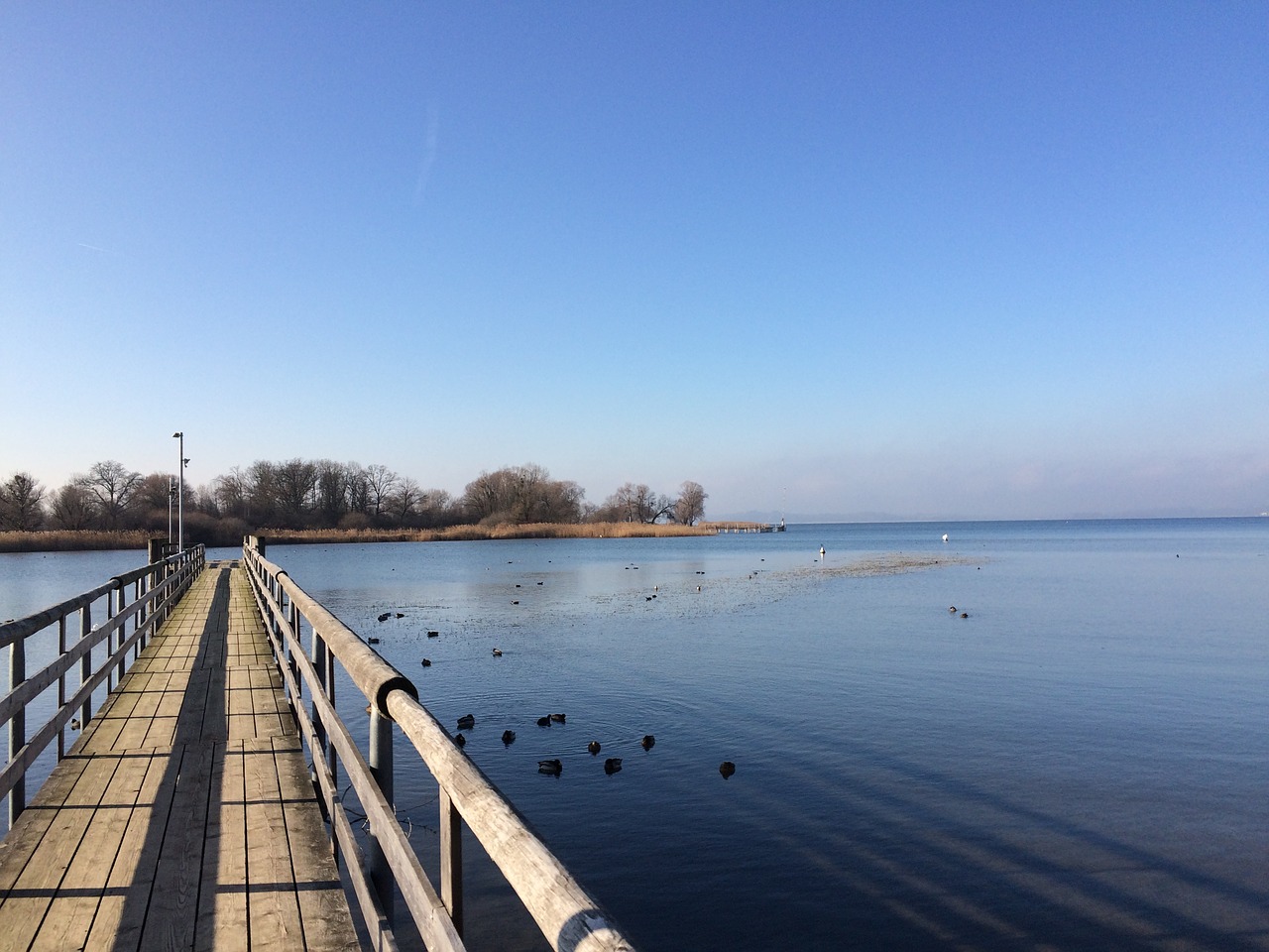 lake blue sky sky free photo