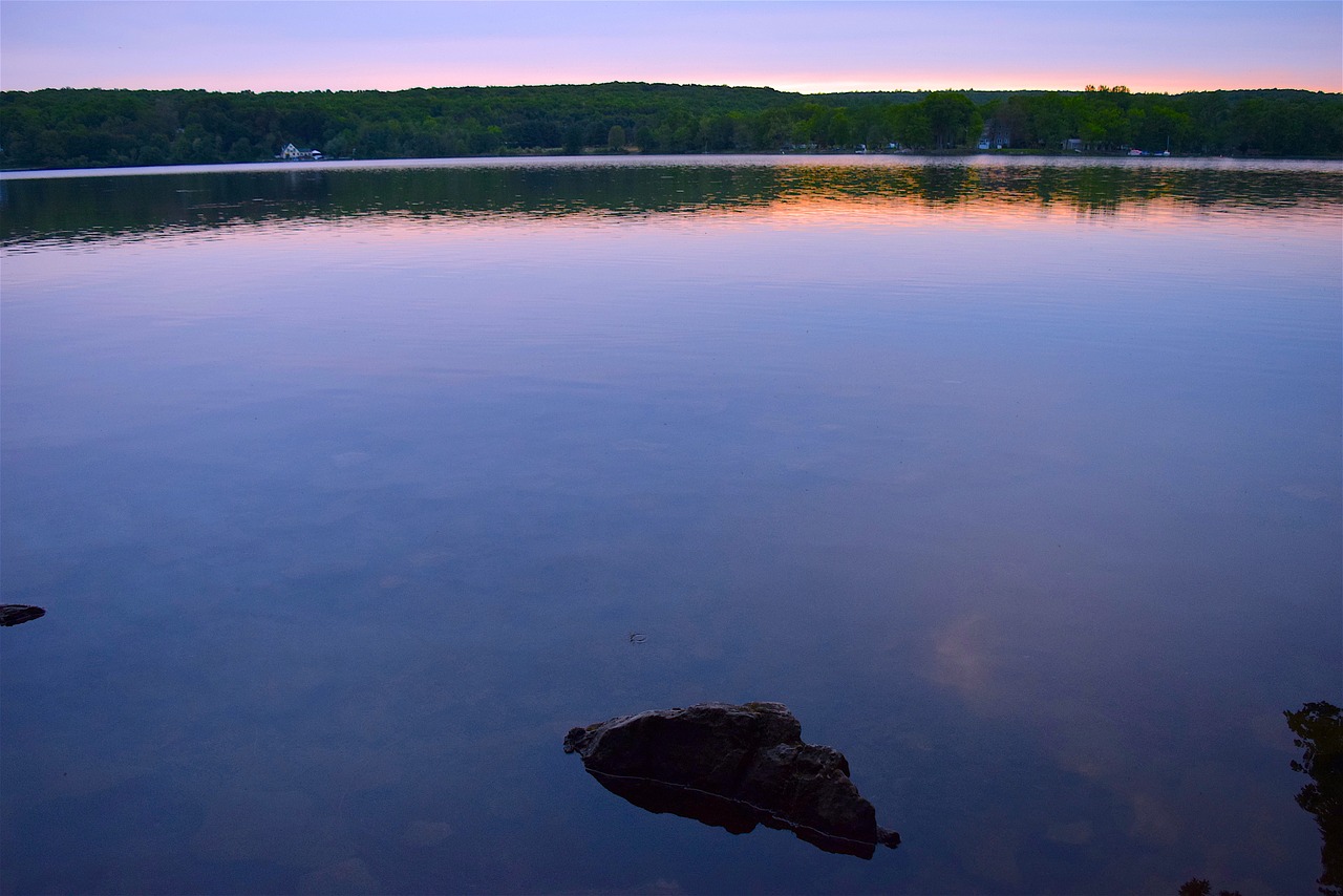 lake sunset reflection free photo