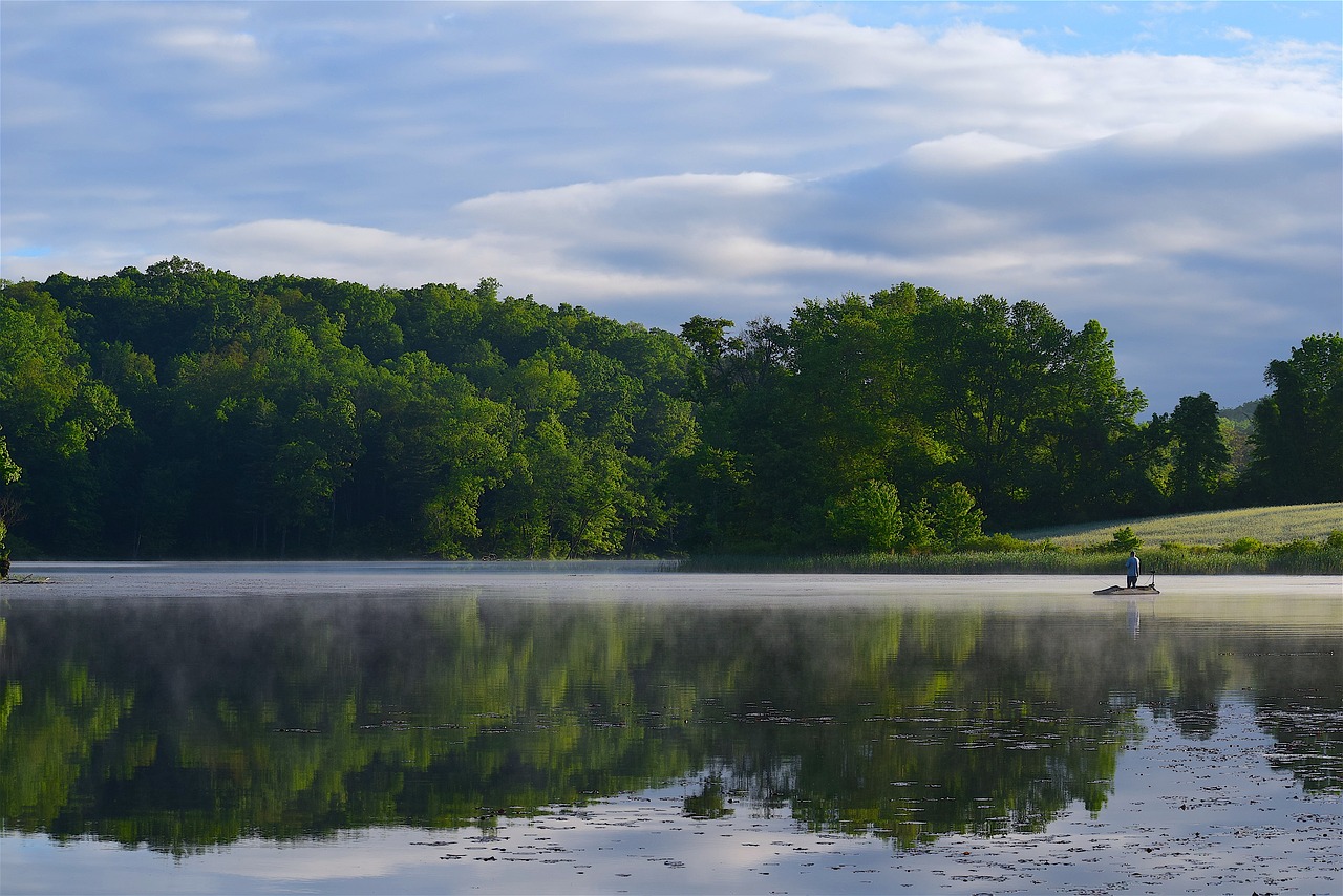 lake sunrise nature free photo