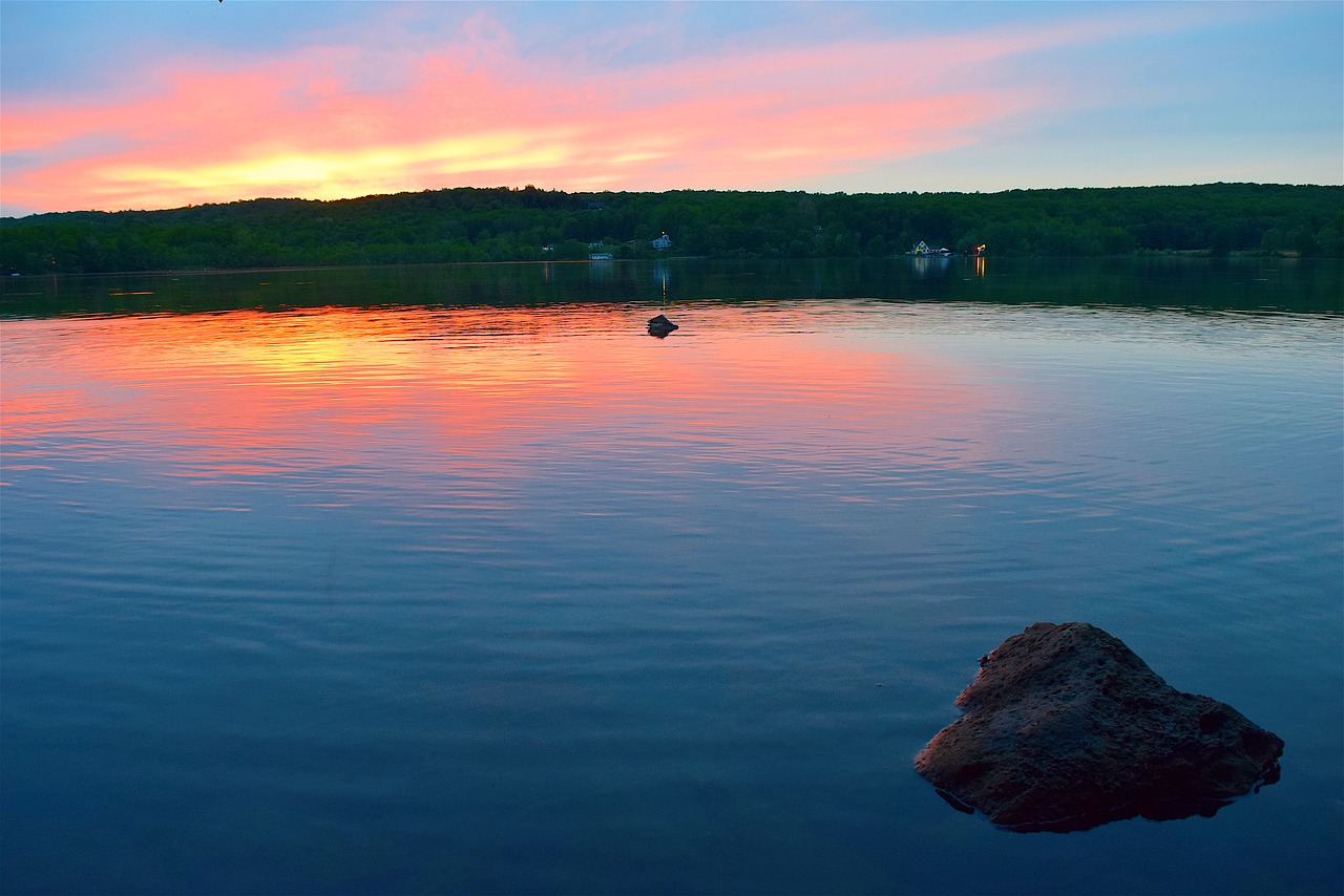 lake sunset colors free photo