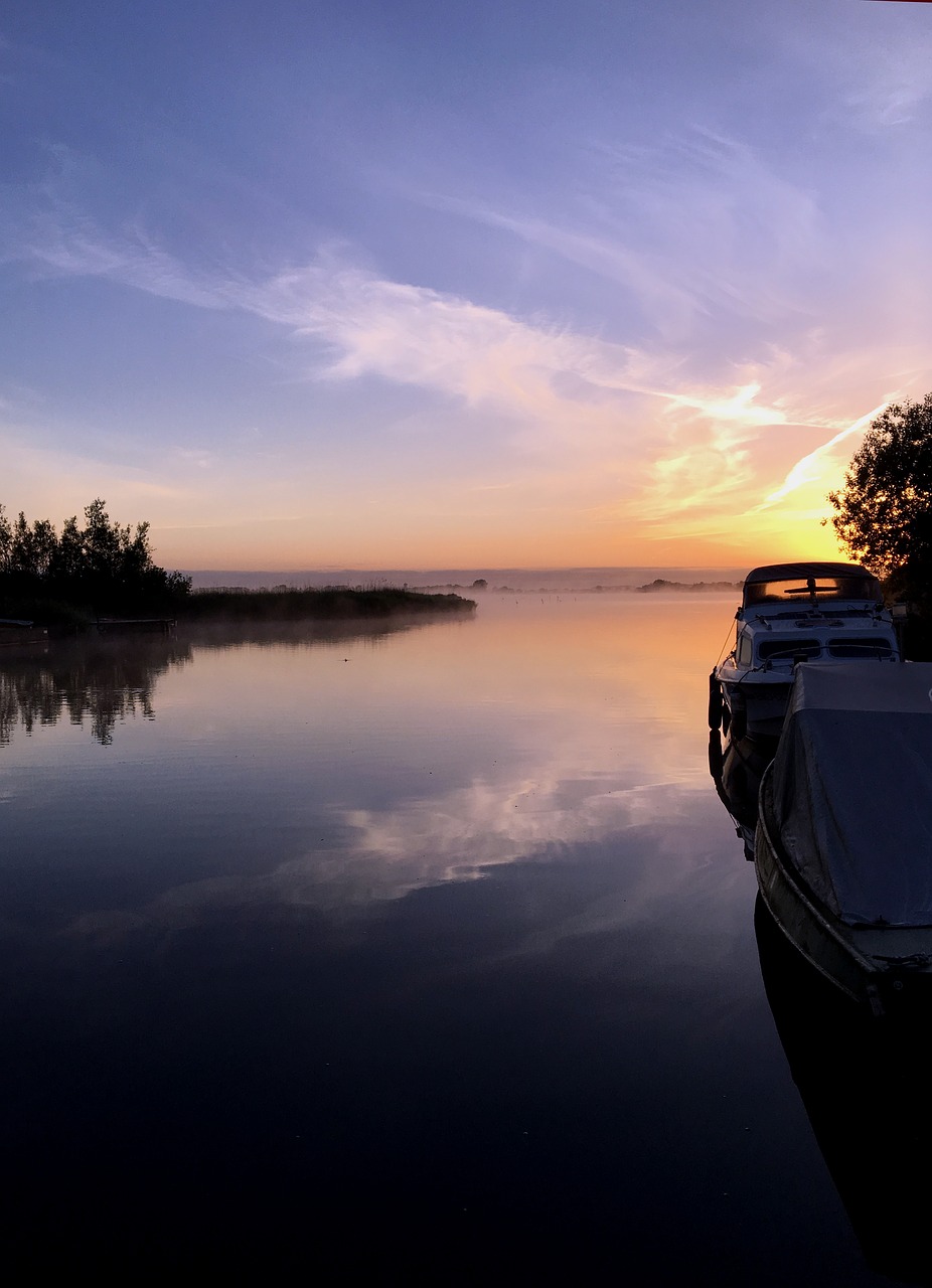 lake sunrise sky free photo