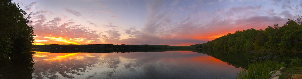 lake sunset clouds free photo