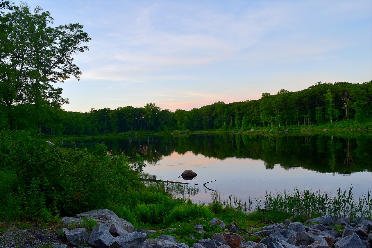 lake sunset water free photo