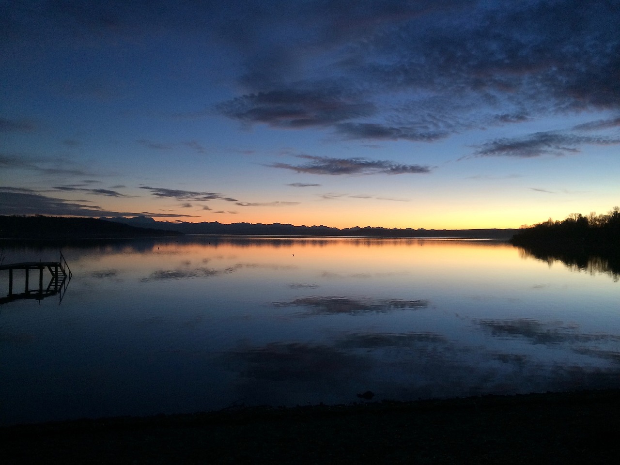 lake sunset abendstimmung free photo