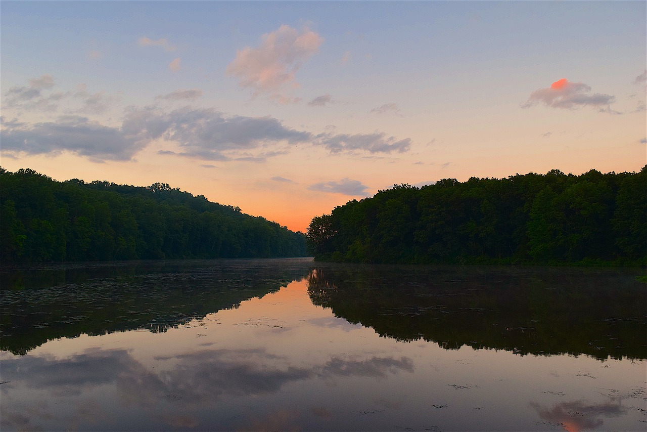 lake sky water sunset free photo