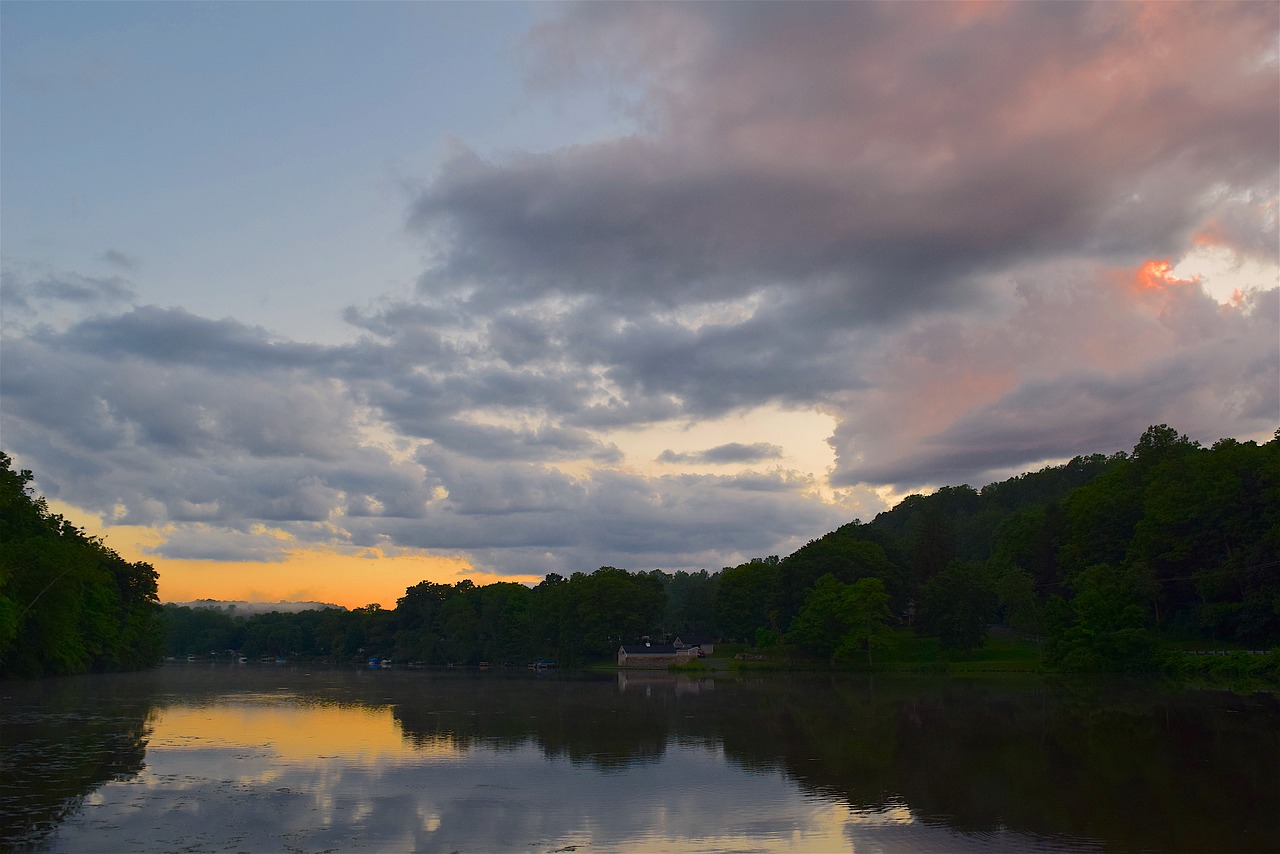 lake sky water sunset free photo