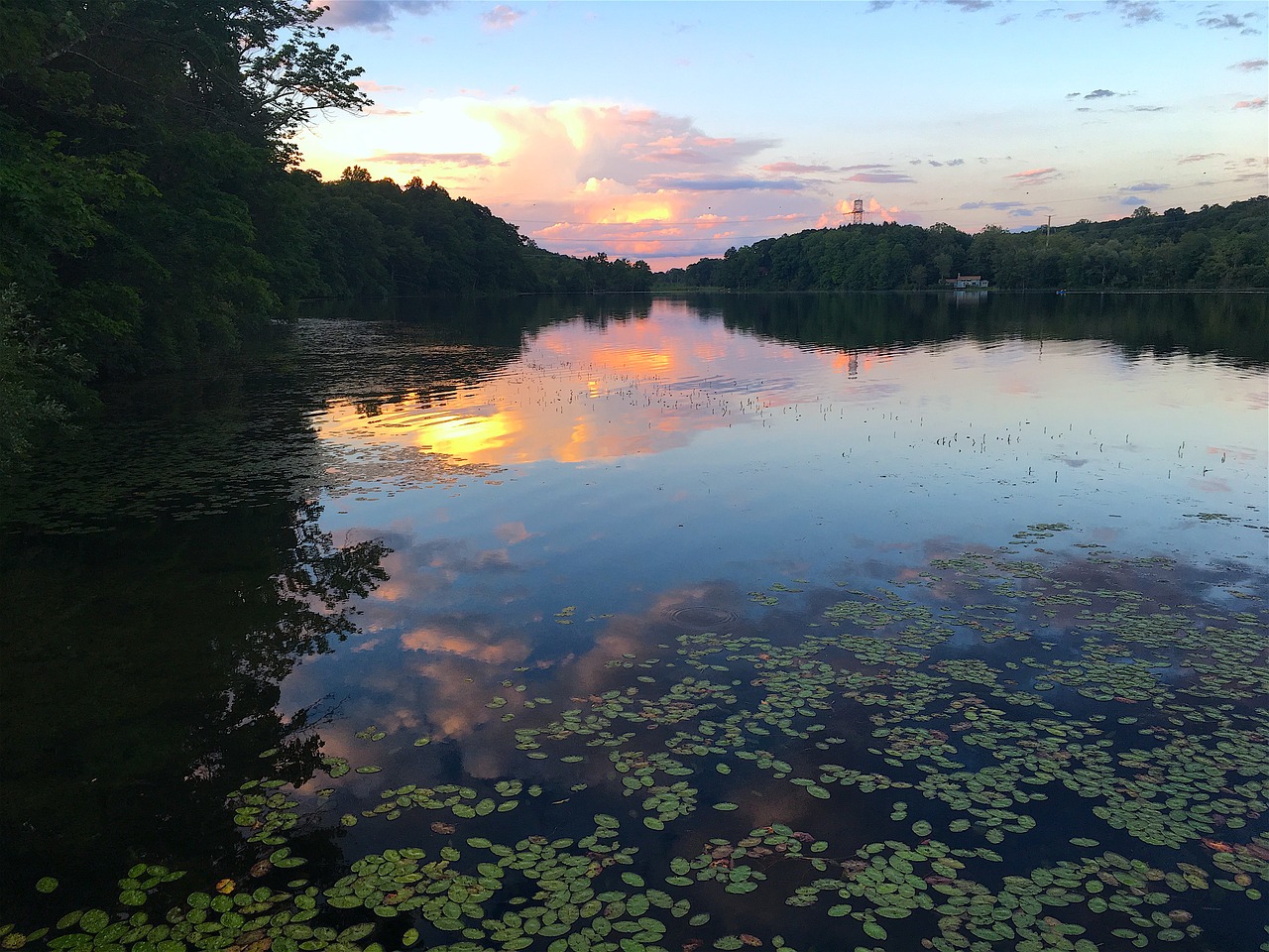 lake sunset reflection free photo