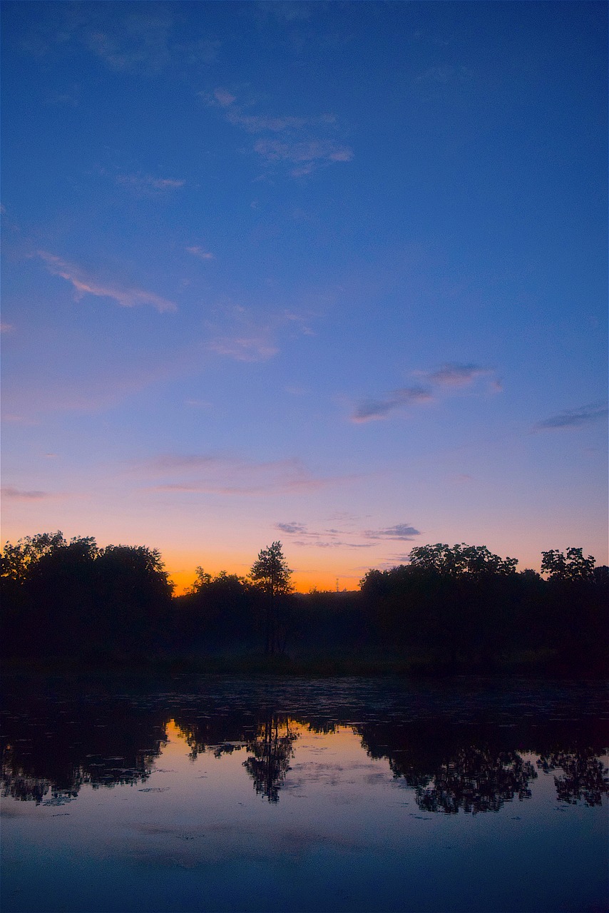 lake sunset silhouette free photo