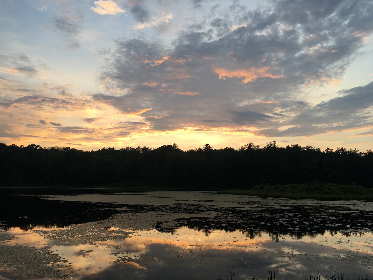 lake sunset water free photo