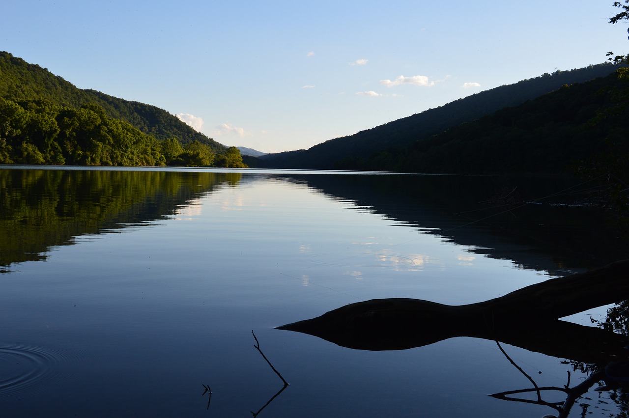 lake sunset tranquil free photo