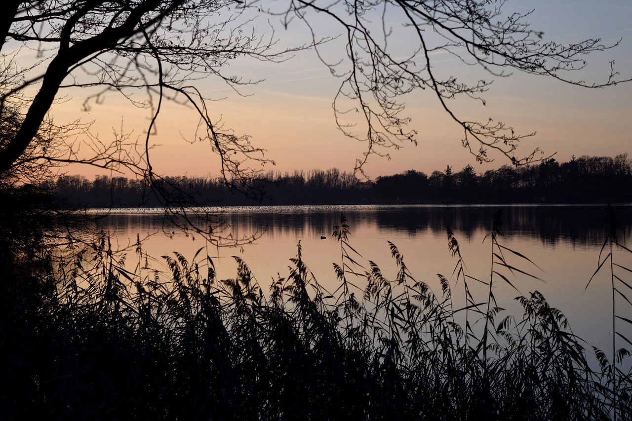 lake afterglow sunset free photo