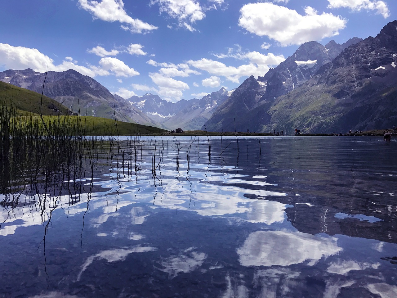 lake mountain reflection free photo