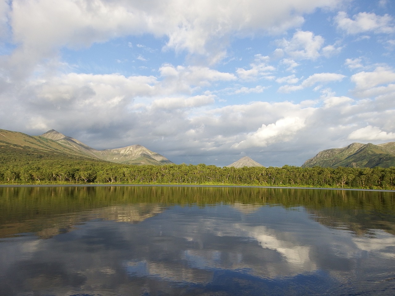 lake mountains forest free photo