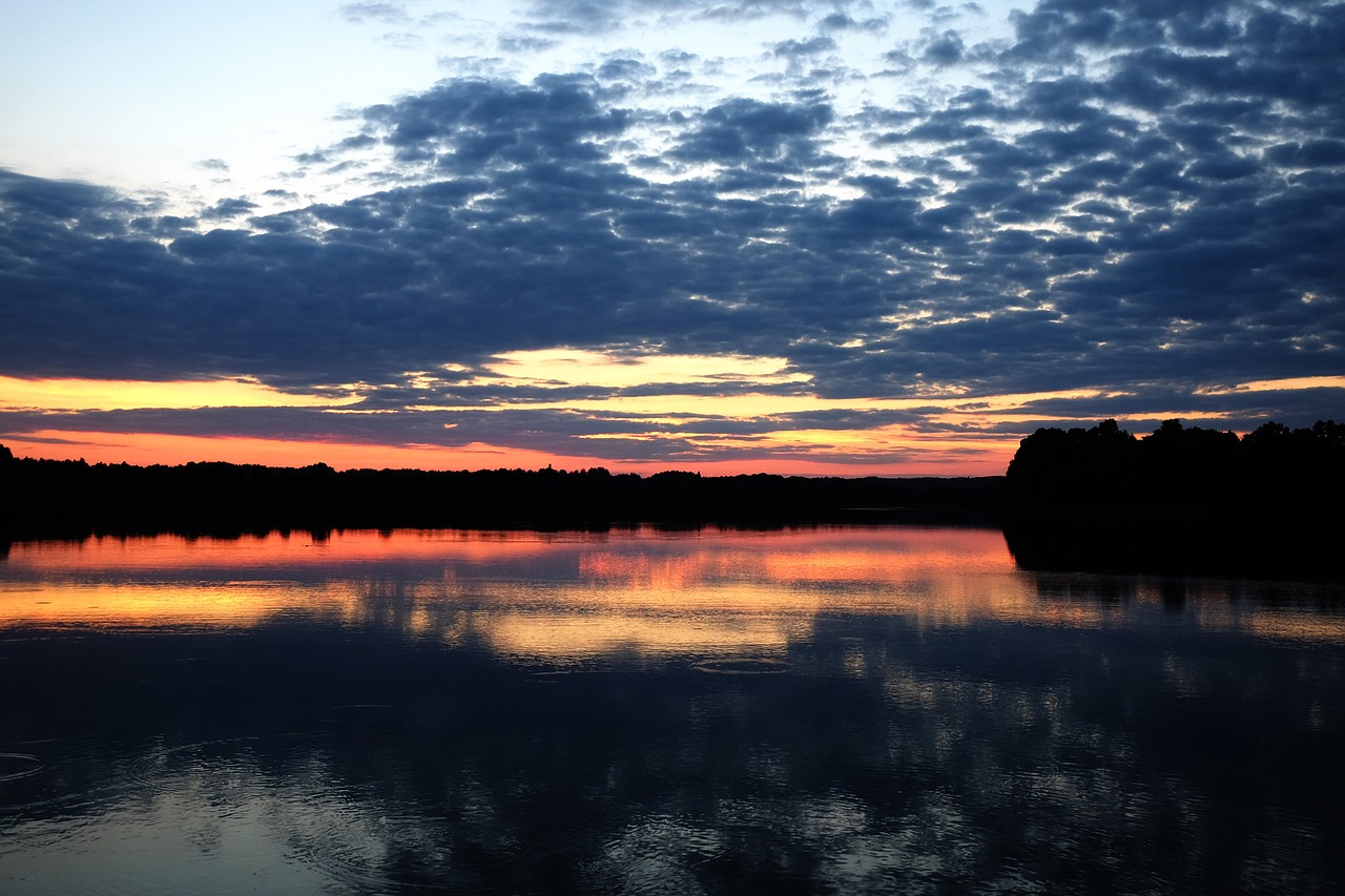 lake sunset reflection free photo