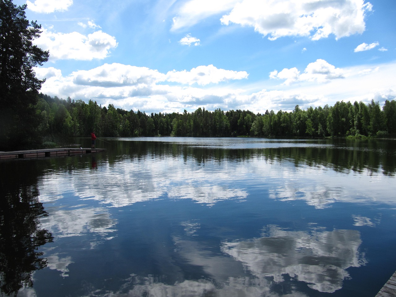 lake clouds nature free photo