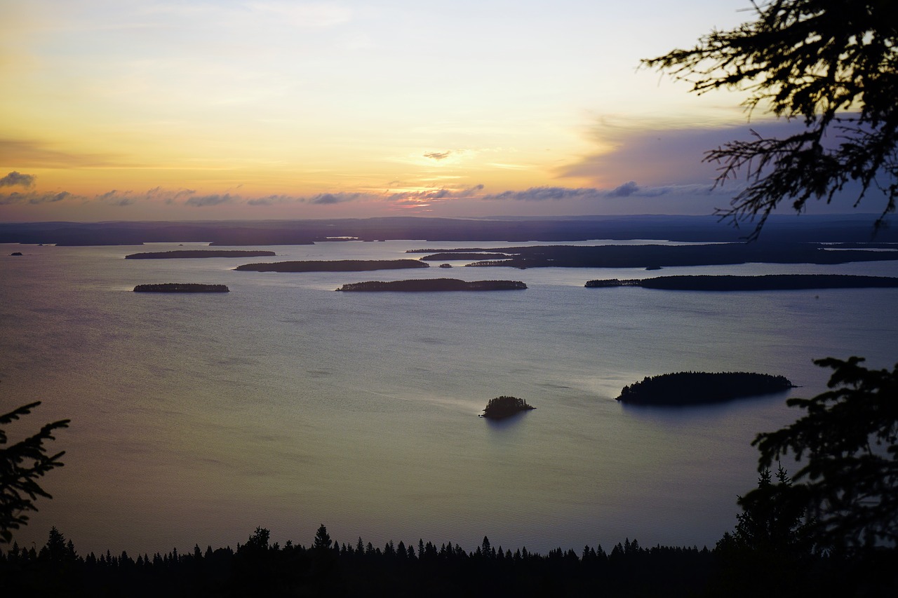 lake sunrise finnish free photo