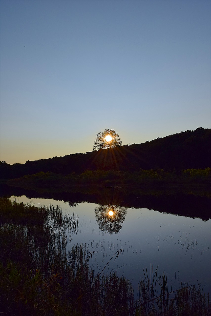 lake sunset reflection free photo