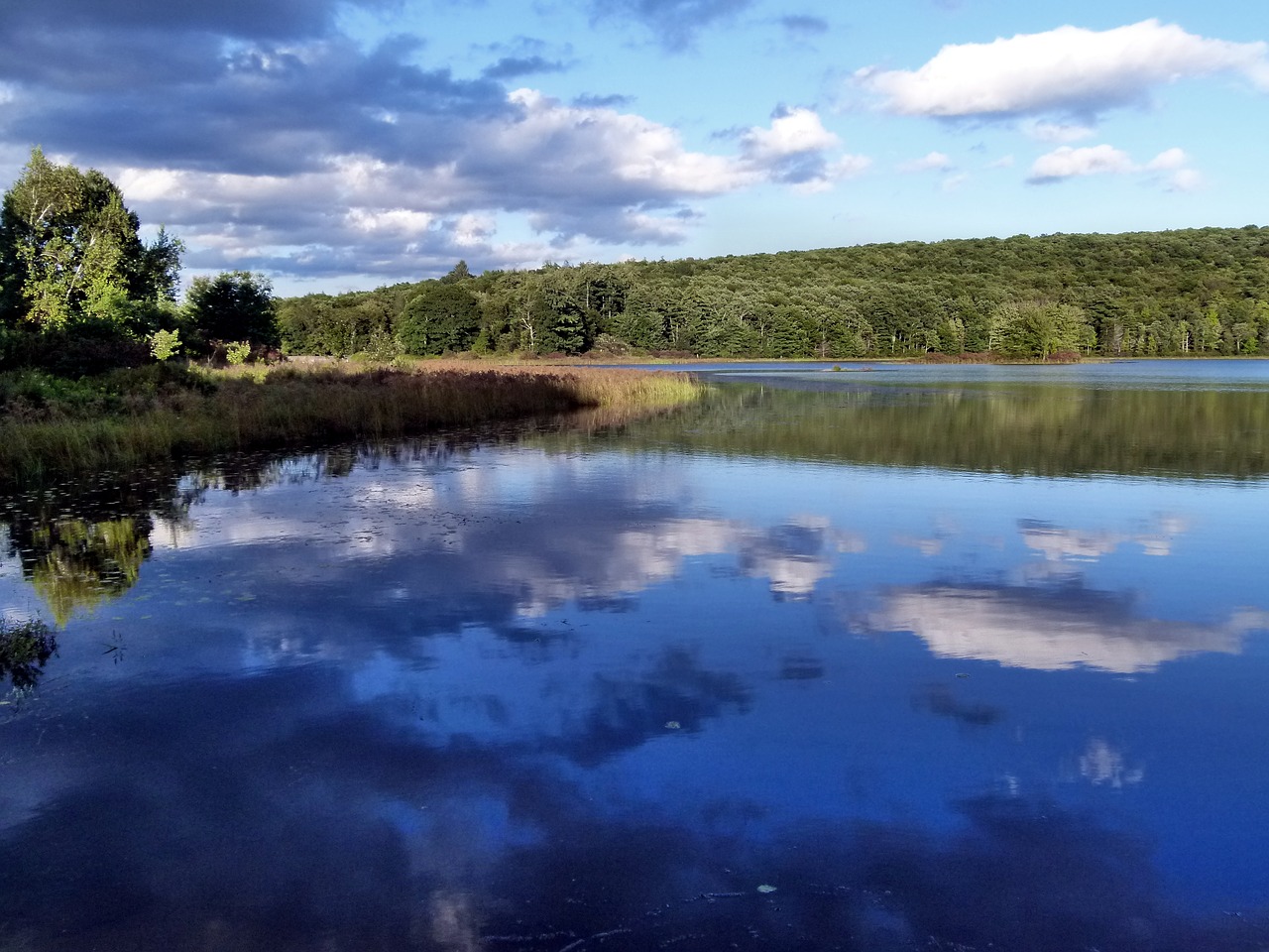 lake shohola reservoir clouds free photo