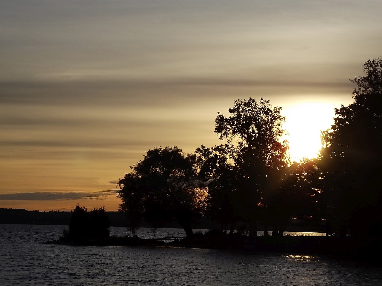 lake sunset evening free photo