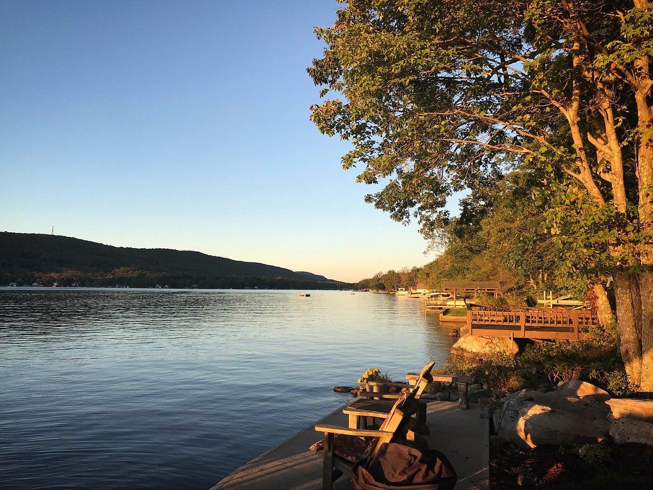 lake chairs dock free photo