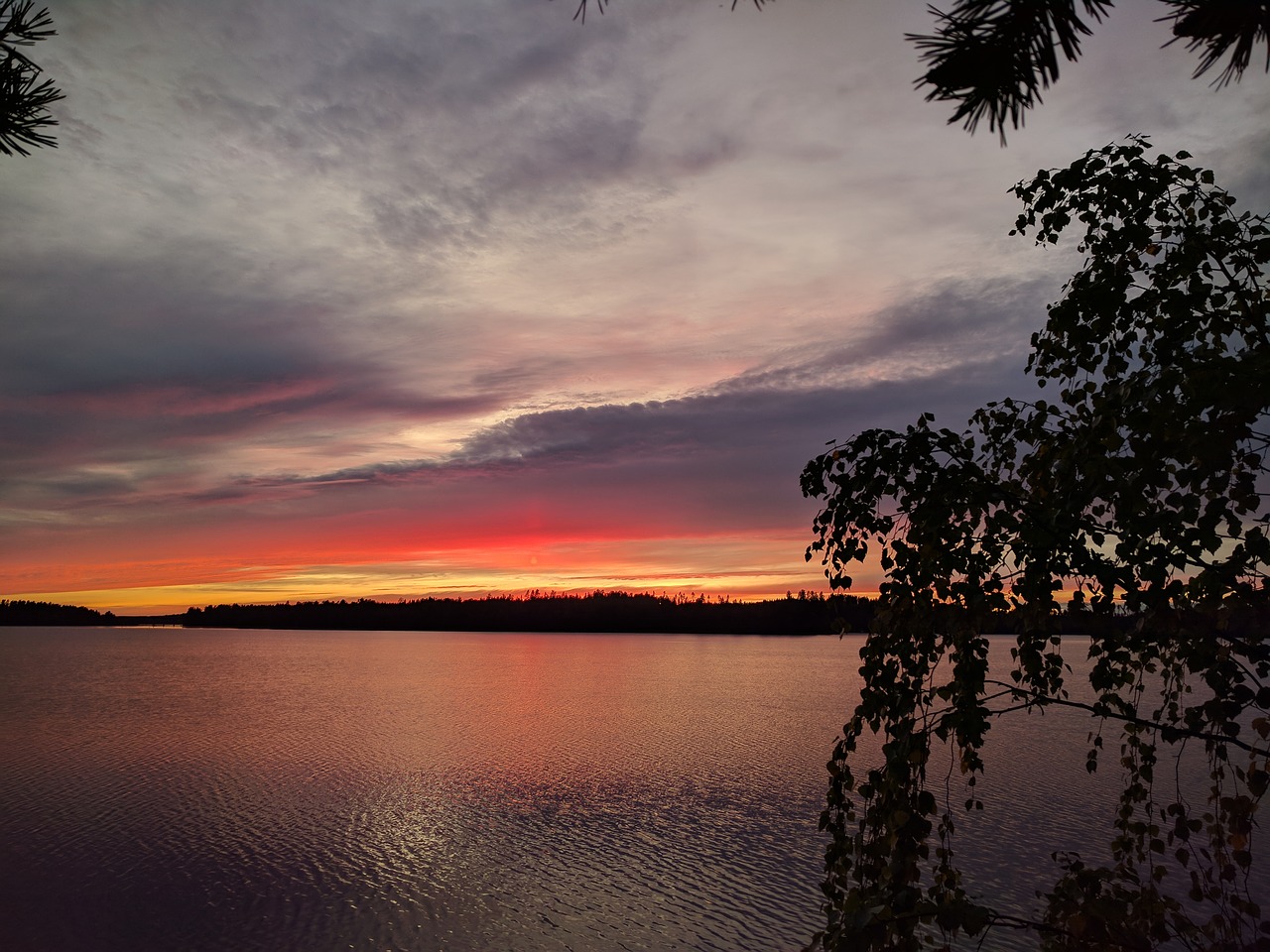 lake landscape sunset free photo