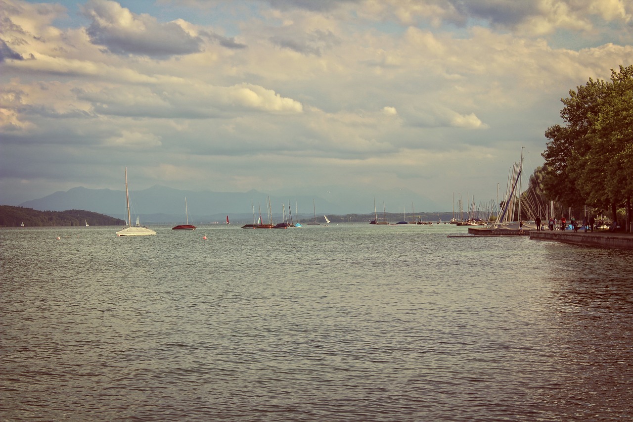 lake water clouds free photo