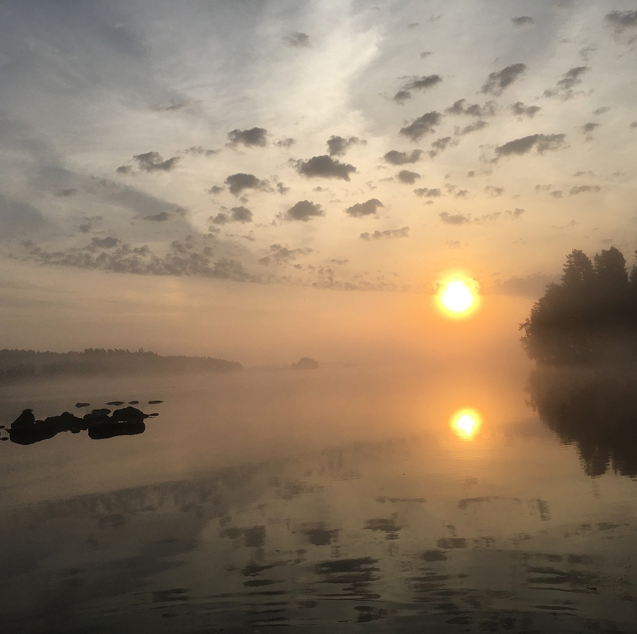 lake evening sunrise free photo