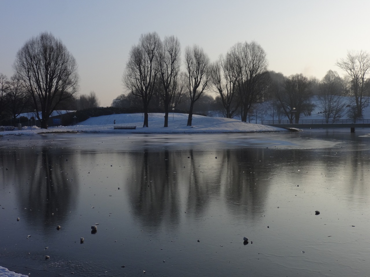 lake winter frozen free photo