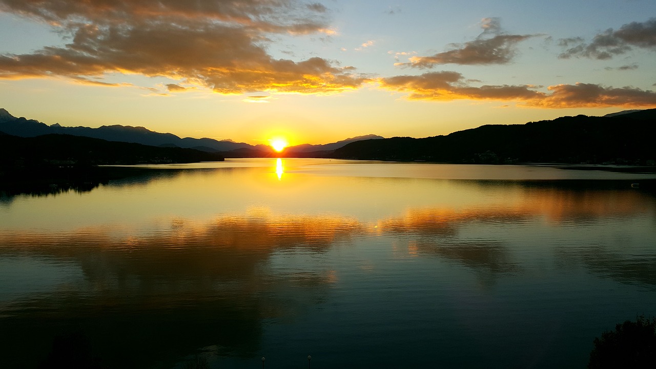 lake sun sunset free photo
