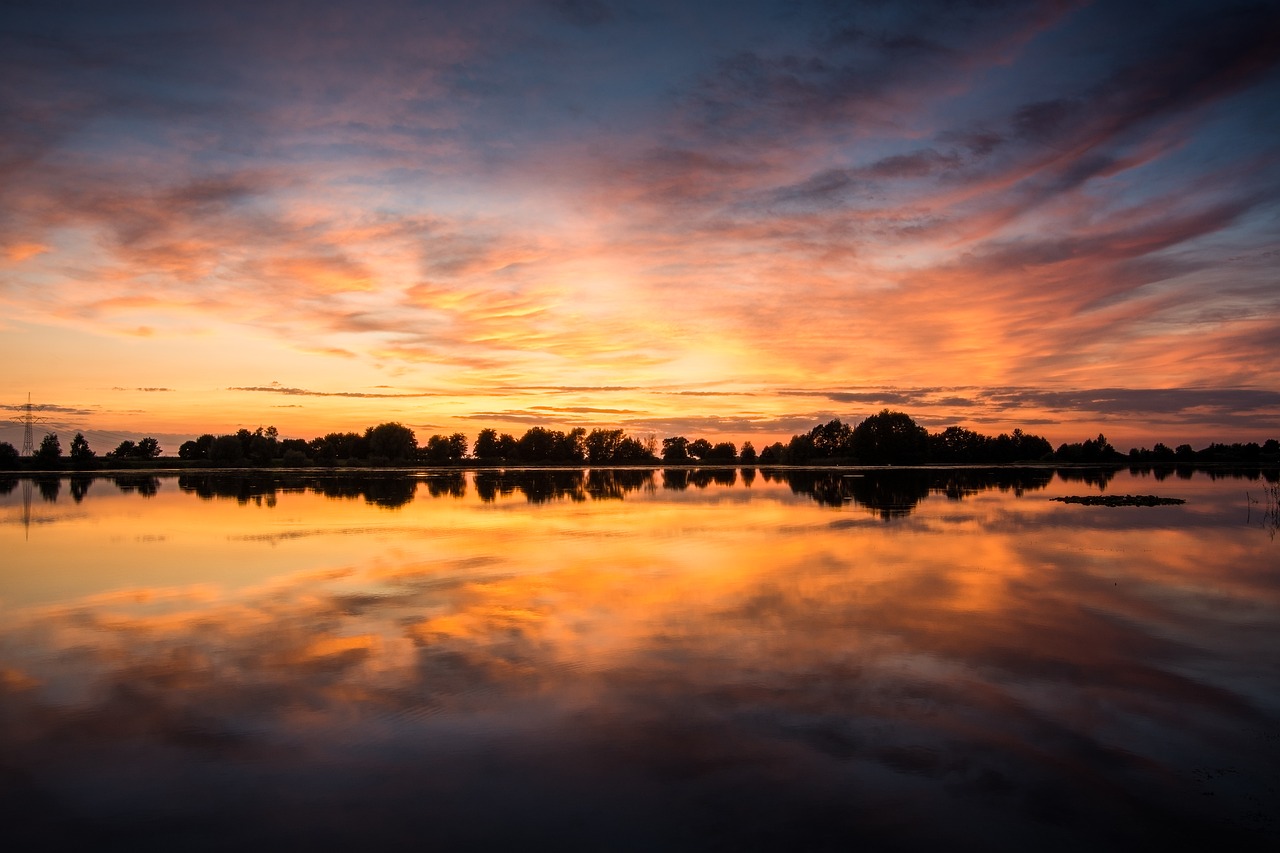 lake sunset sky free photo