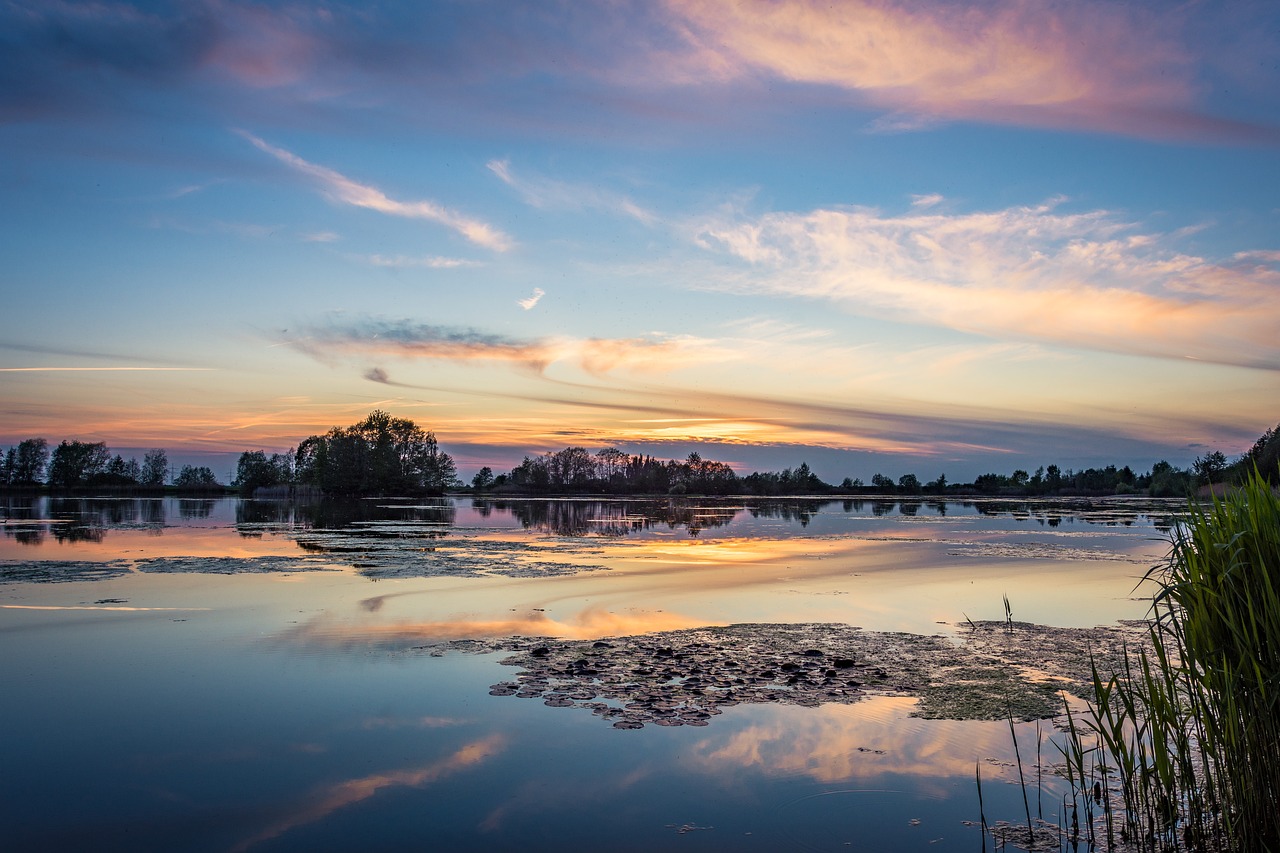 lake sunset sky free photo