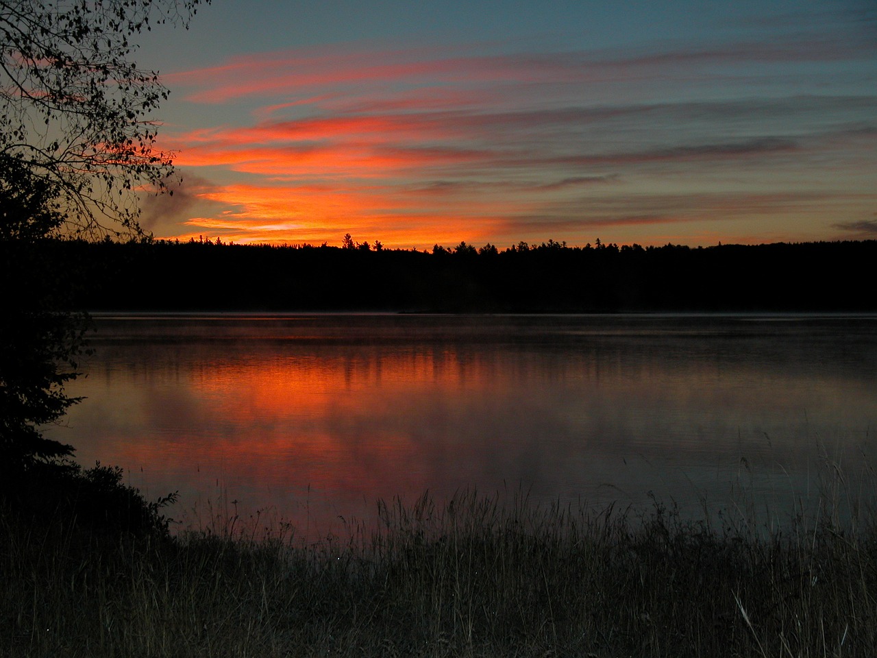 lake dawn nature free photo