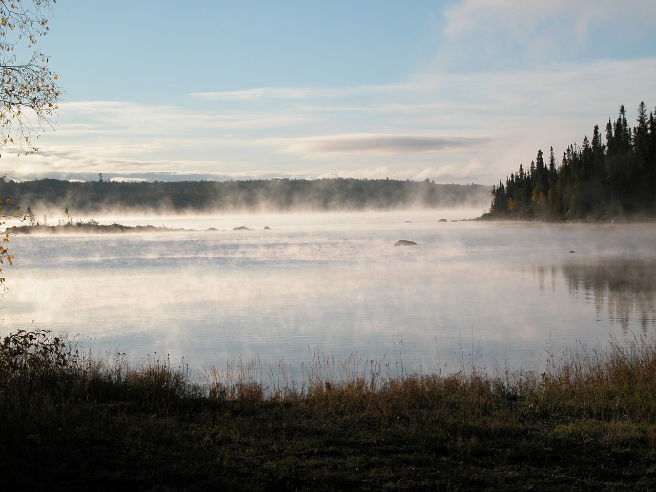 lake dawn water free photo