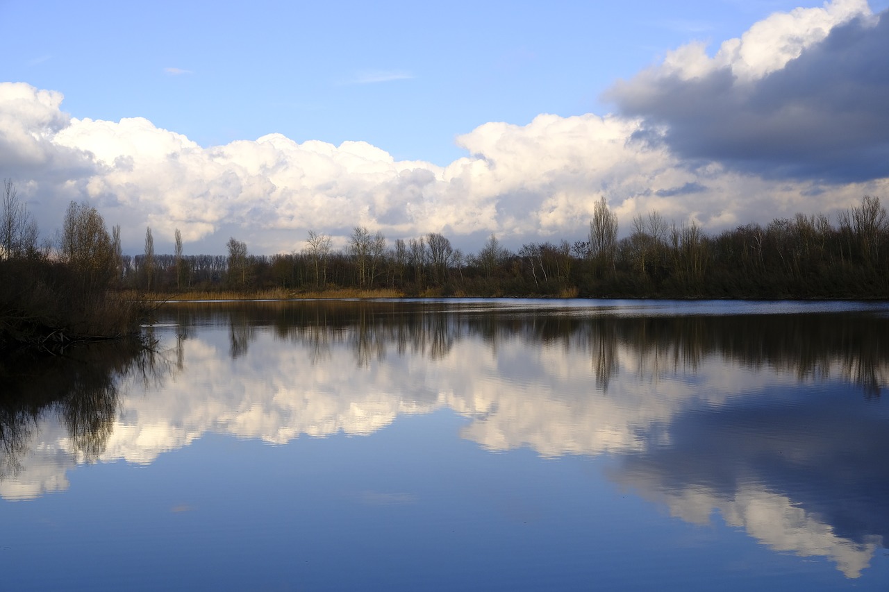 lake water clouds free photo