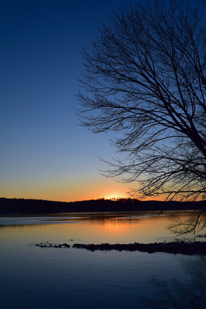 lake sunset frozen free photo