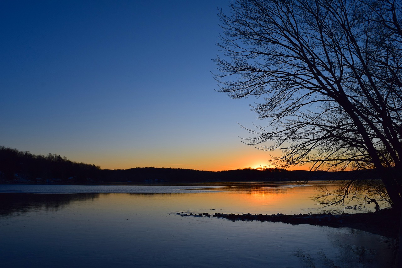 lake sunset frozen free photo