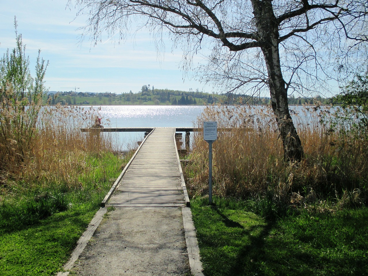 lake fishing pier relax free photo