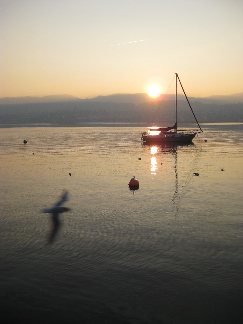 lake sunset abendstimmung free photo