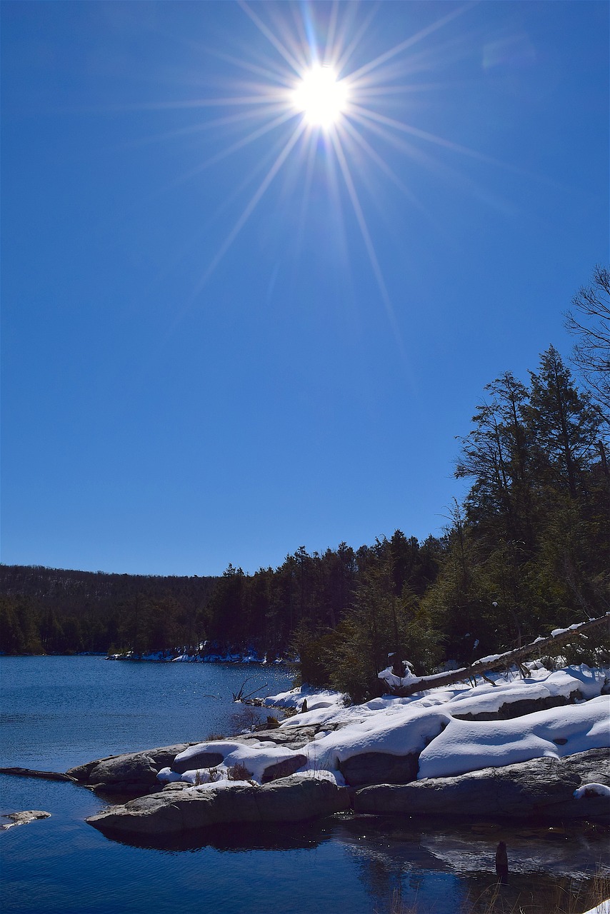 lake snow winter free photo