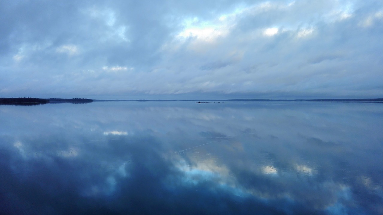 lake reflection clouds free photo