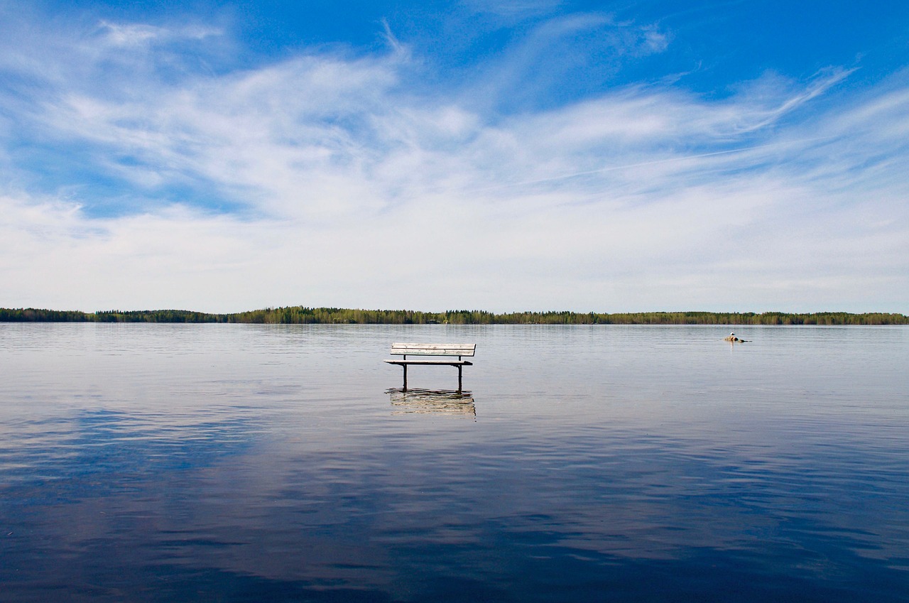 lake  bench  landscape free photo