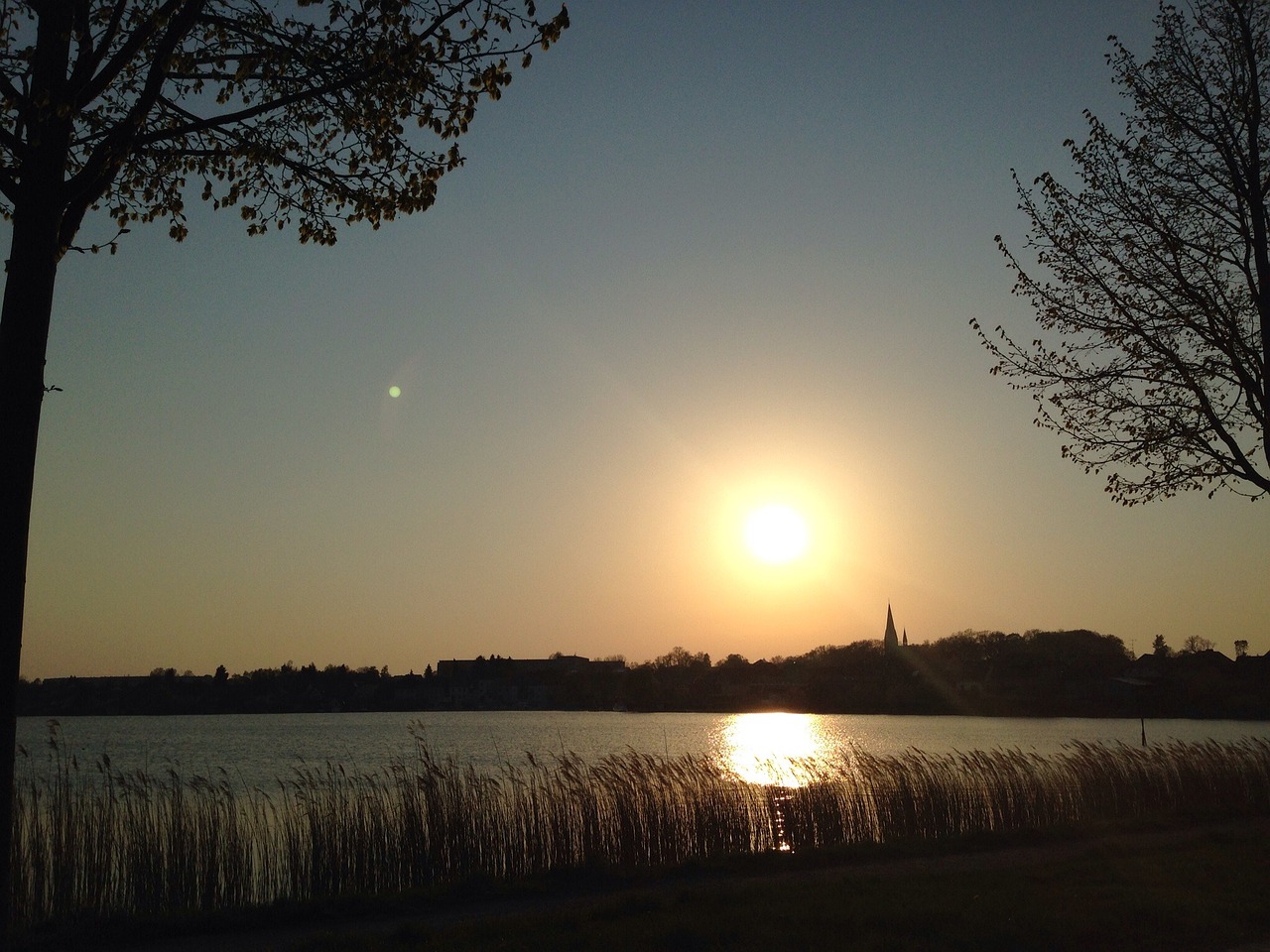 lake sun evening free photo