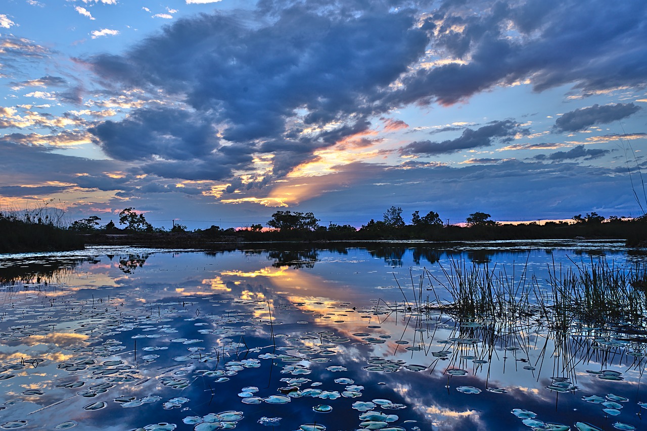 lake  sunset  dusk free photo