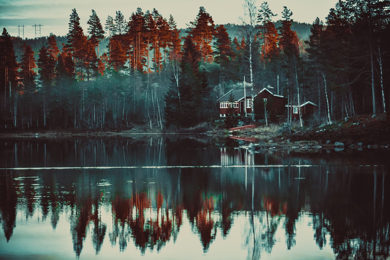 lake  autumn  cottage free photo